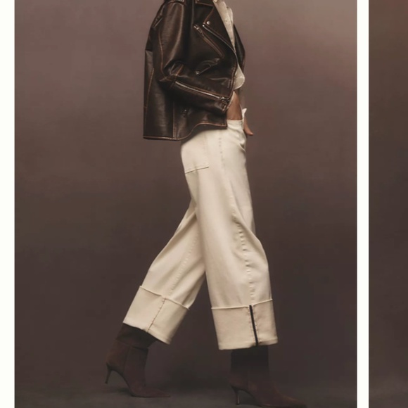 Anthropologie The Sport Cuff Mid-Rise Crop Wide-Leg Jeans by Pilcro - Picture 2 of 4